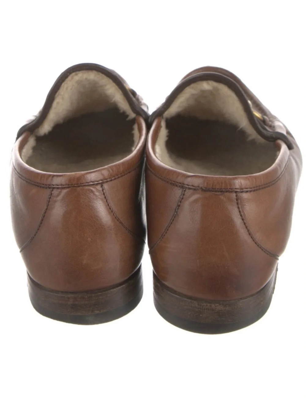 Men's Brown Leather Horsebit Loafers with Shearling Lining